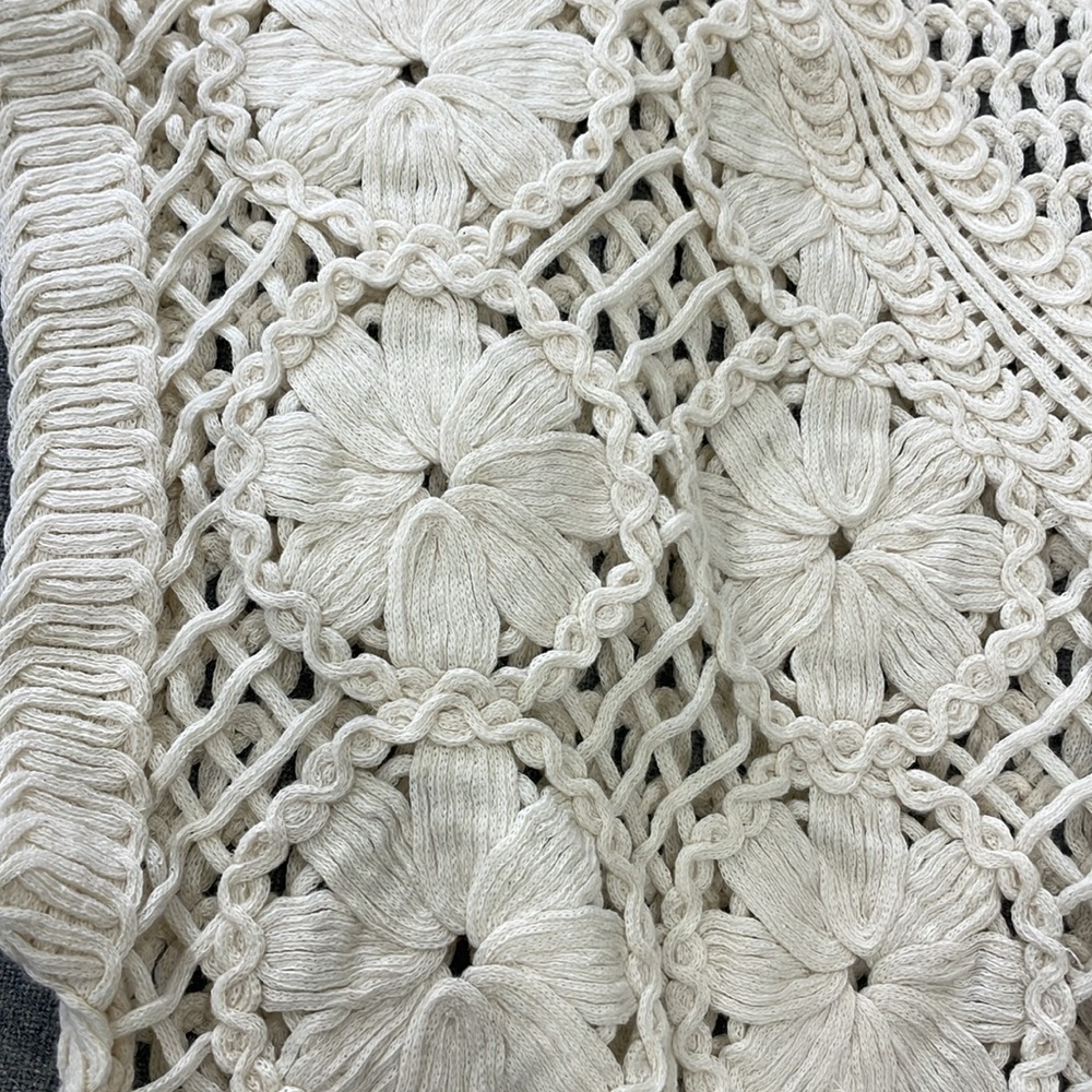 Commense Cream Crochet Button-Front Sleeveless Cardigan - Picture 5 of 11